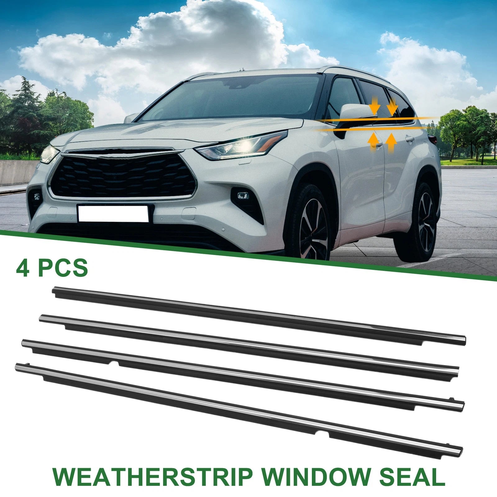 Set of 4 Weatherstrip Window Seal No.757100E060 for Toyota Highlander (2012–2015)