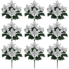 Natural Looking Poinsettia Silk Flower Arrangement for Festive Table Decor
