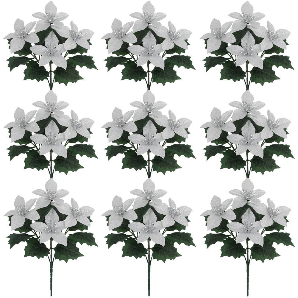 Natural Looking Poinsettia Silk Flower Arrangement for Festive Table Decor