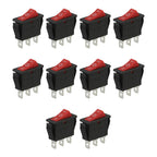 Set of 10 Rocker Switches with Red LEDs for Enhanced Visibility