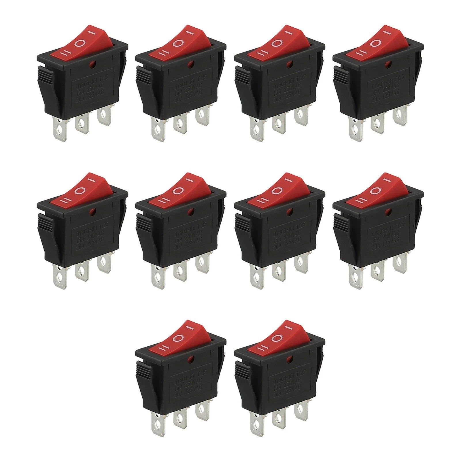 Set of 10 Rocker Switches with Red LEDs for Enhanced Visibility