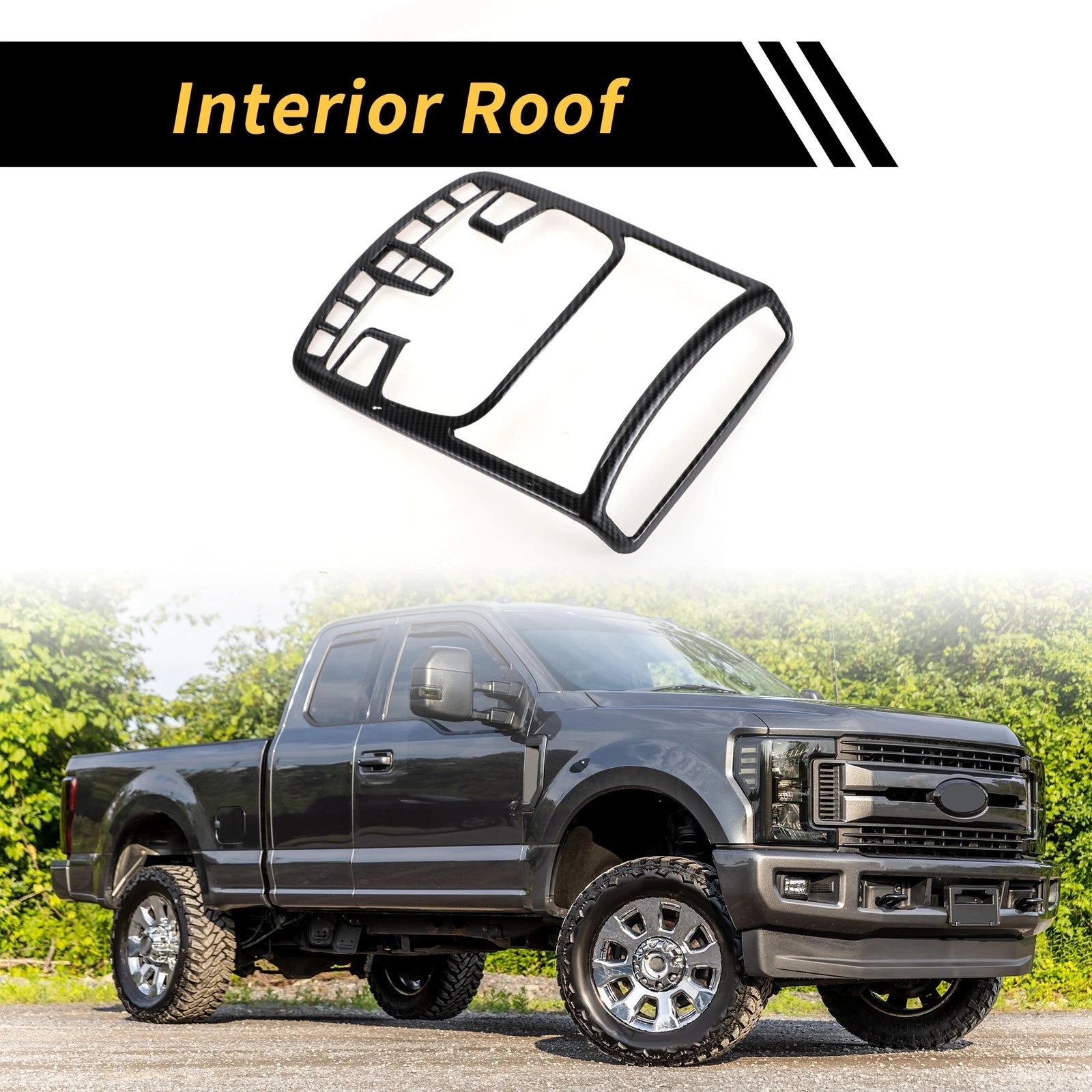 Set of 1 Roof Reading Light Lamp Cover Trim for Ford F-150 (2015–2020) Carbon Fiber Black