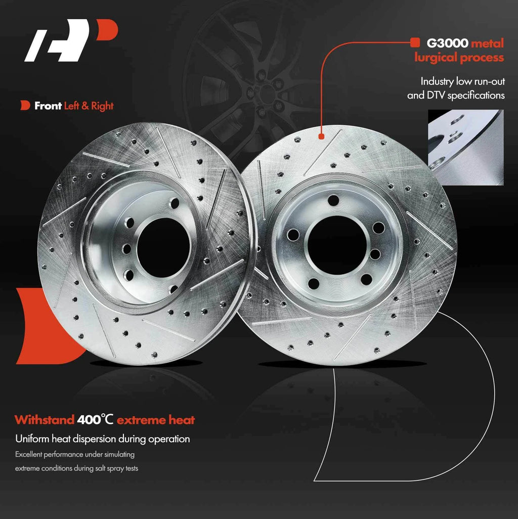 Front Drilled Brake Rotors & Ceramic Pads for BMW 328i, 325xi (2007–2008)