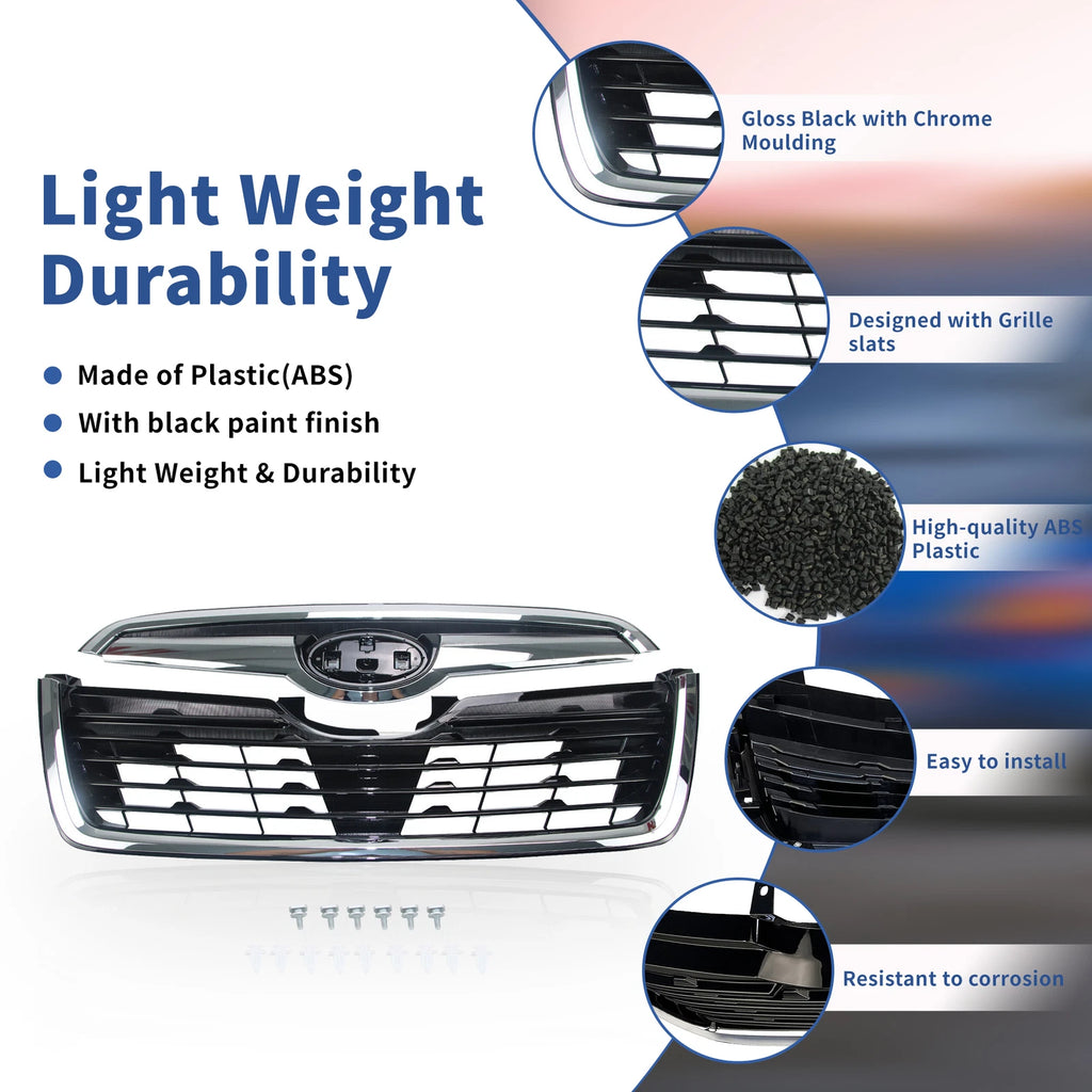 Glossy Black Grille Assembly with Chrome Trim for Subaru Forester (2019-2021)