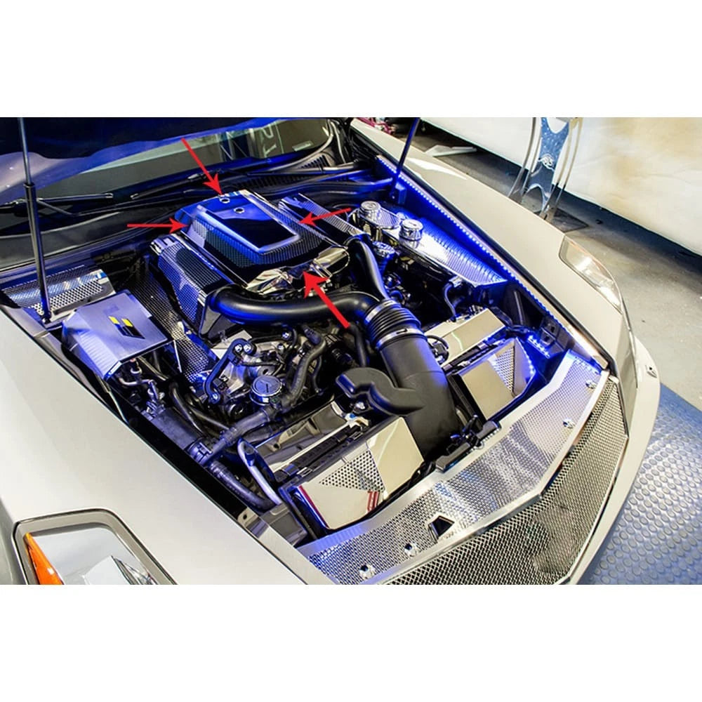 Plenum Cover Kit Perforated Stainless Steel Blue LED for Cadillac XLR-V (2006–2009)