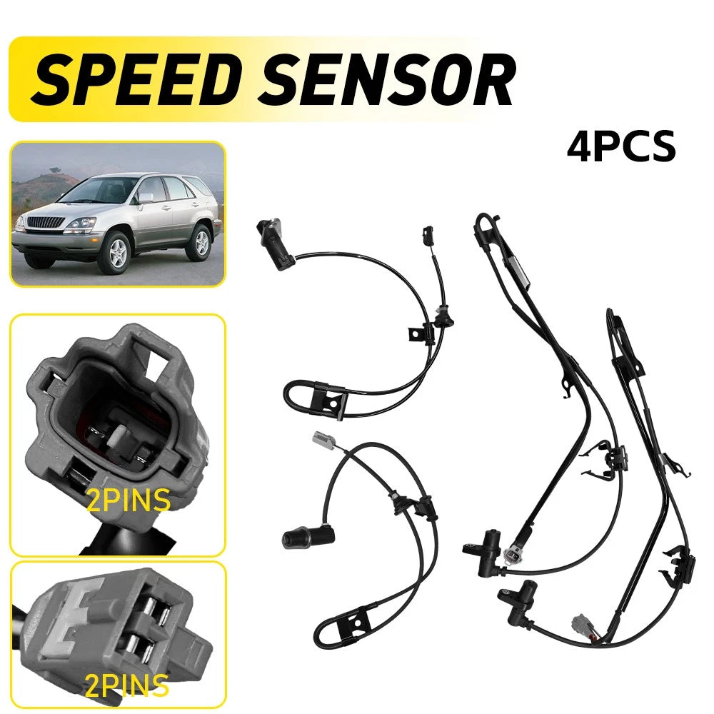 Set of 4 ABS Wheel Speed Sensors for Lexus RX300 (1999–2003)