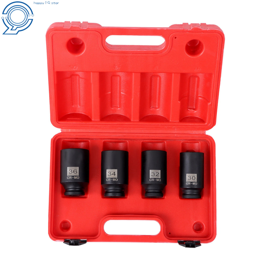 Set of 4 Spindle Axle Nut Sockets 30mm 32mm 34mm 36mm for Automotive
