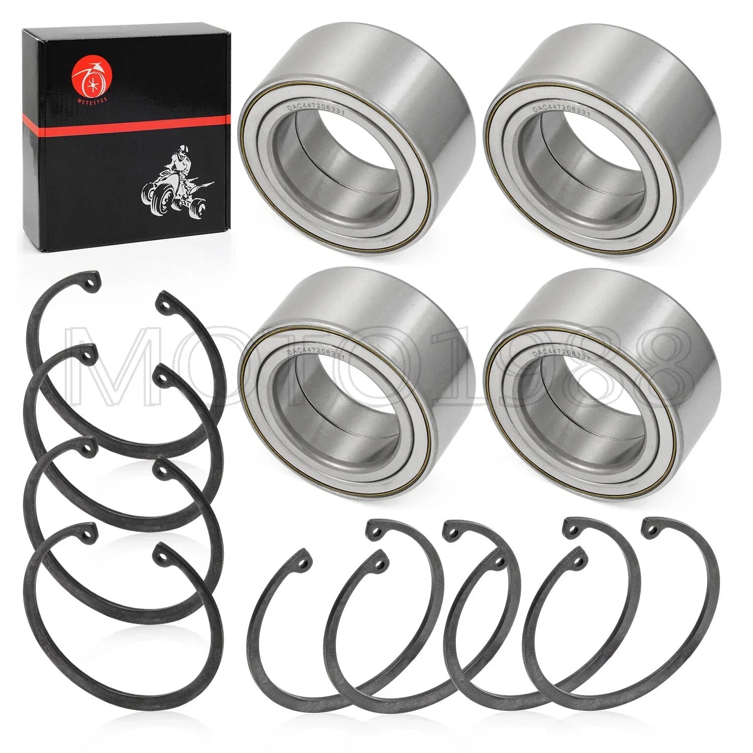 Front & Rear Wheel Bearings & Ring Clip for Polaris RZR (2011–2020)