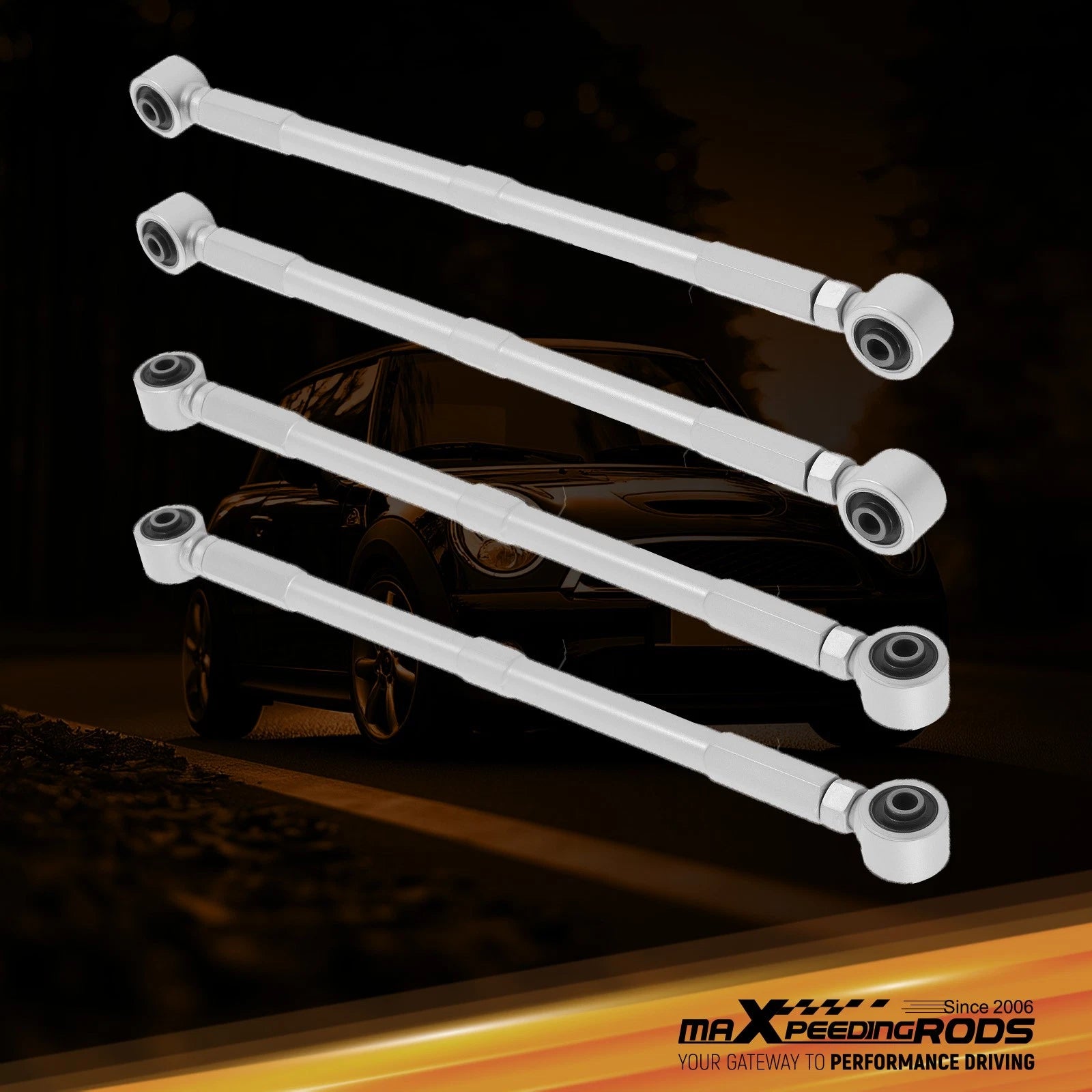 Set of 4 Adjustable Rear Camber Control Arms for Mini Cooper (2002–2013)