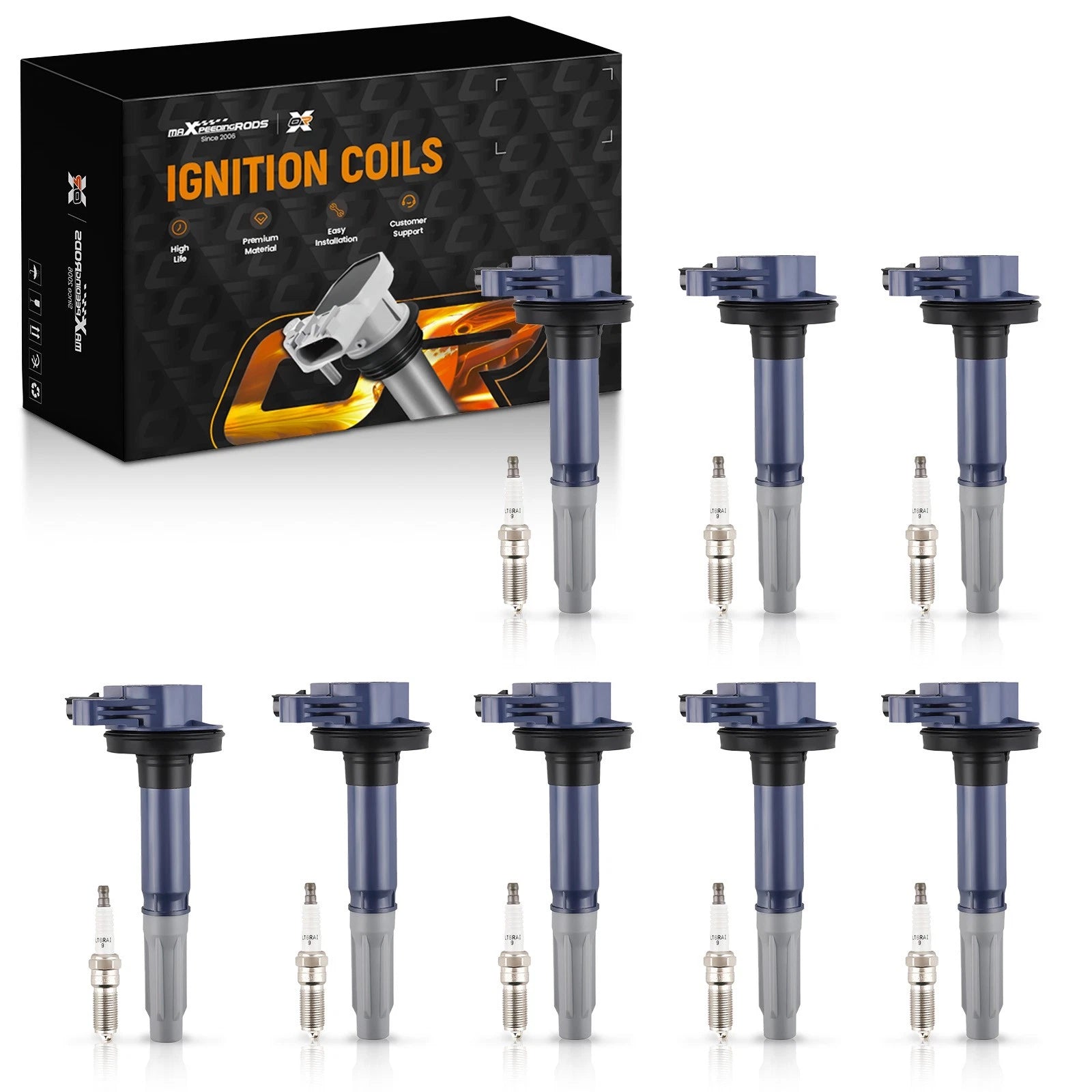 Set of 8 Ignition Coils & Spark Plugs for Ford F-150 Mustang V8 (2011–2016)