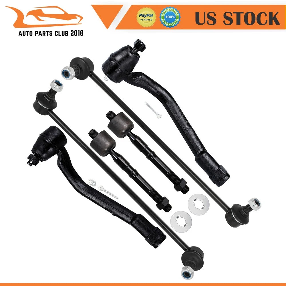 Set of 6 Front Stabilizer Sway Bar Tie Rod Ends for Hyundai Sonata, Optima (2011–2012)