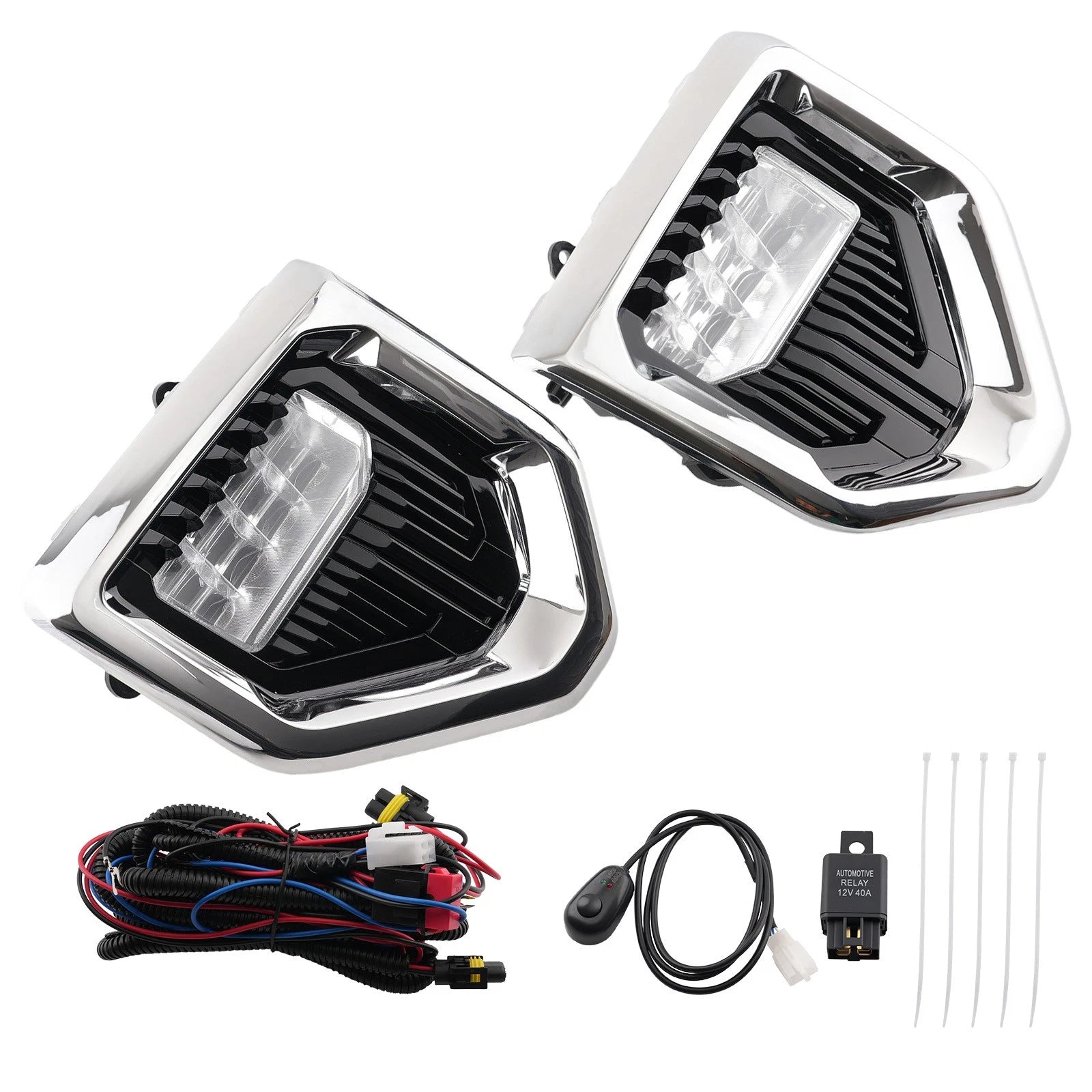 Pair Fog Lights for GMC Sierra 1500 Denali (2019–2022) W/ Bezels LH+RH