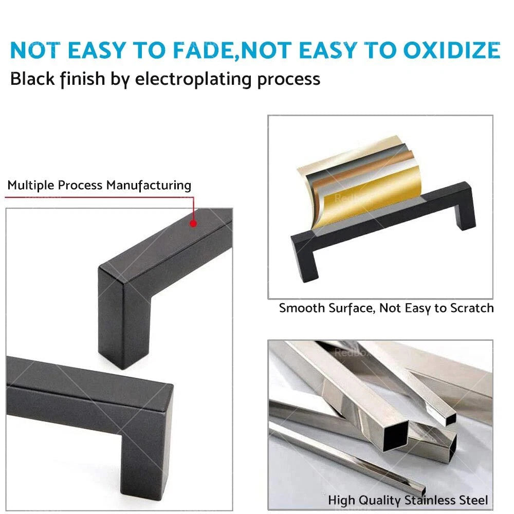 Set of 4 Square Cabinet Handles Pulls for 96 128 160mm