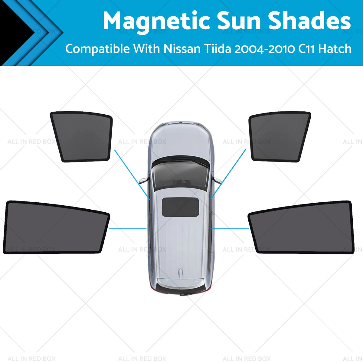 Magnetic Sun Shades for Nissan Tiida (2004–2010) C11 Hatch Front Windows