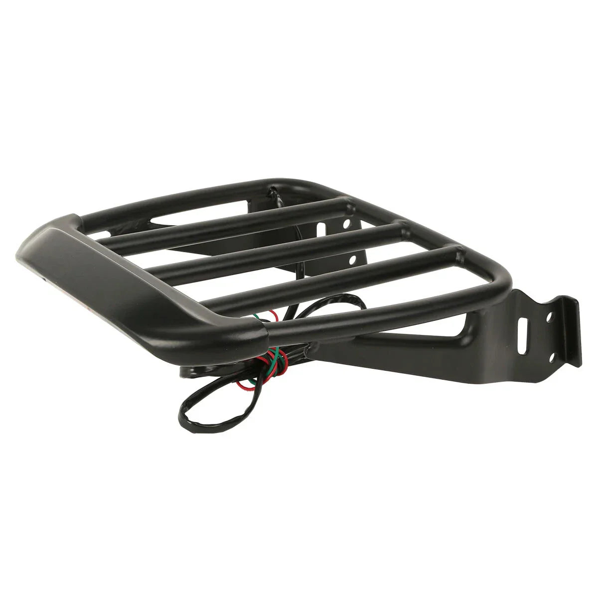 Black Two-Up Detachable Luggage Rack with LED Light for Harley Softail (1984-2005)