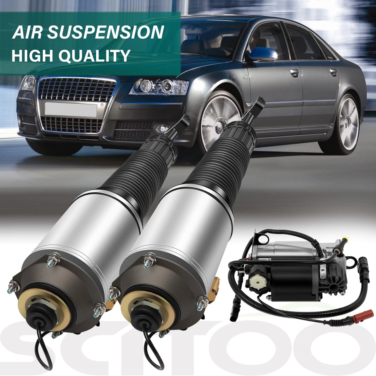 3X Front Air Suspension Strut & Compressor for Audi A8 D3 S8 Quattro (2002–2010)