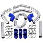 2.5" Polished Aluminum Intercooler Pipe Kit + Hose + Clamp Universal