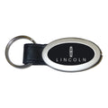 Black Leather Oval Keychain - Officially Licensed for Lincoln