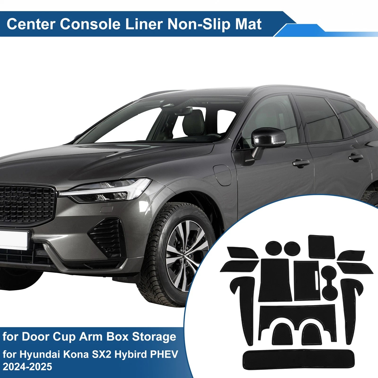 Set of 16 Non-Slip Mats for Hyundai Kona SX2 Hybrid PHEV (2024–2025)