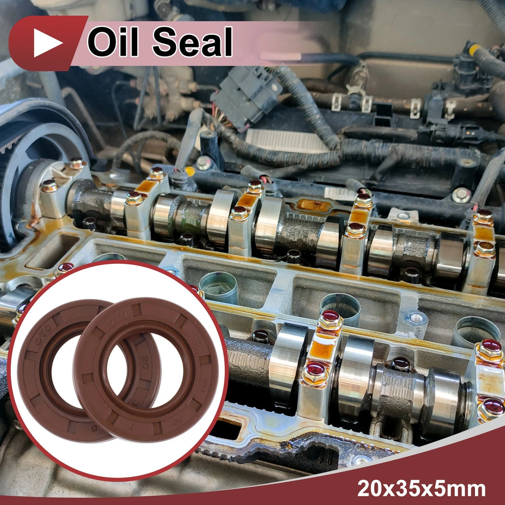 2X Oil Seal Rotary Shaft Seal for Various Models (20x35x5mm) FKM Rubber