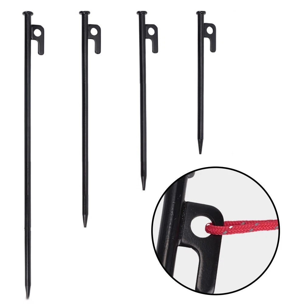 Set of 4 Portable Camping Tent Stakes with Reflective Guy Lines