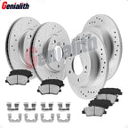 Front & Rear Drilled Slotted Brake Rotors & Ceramic Pads for Kia Forte (2014–2018)