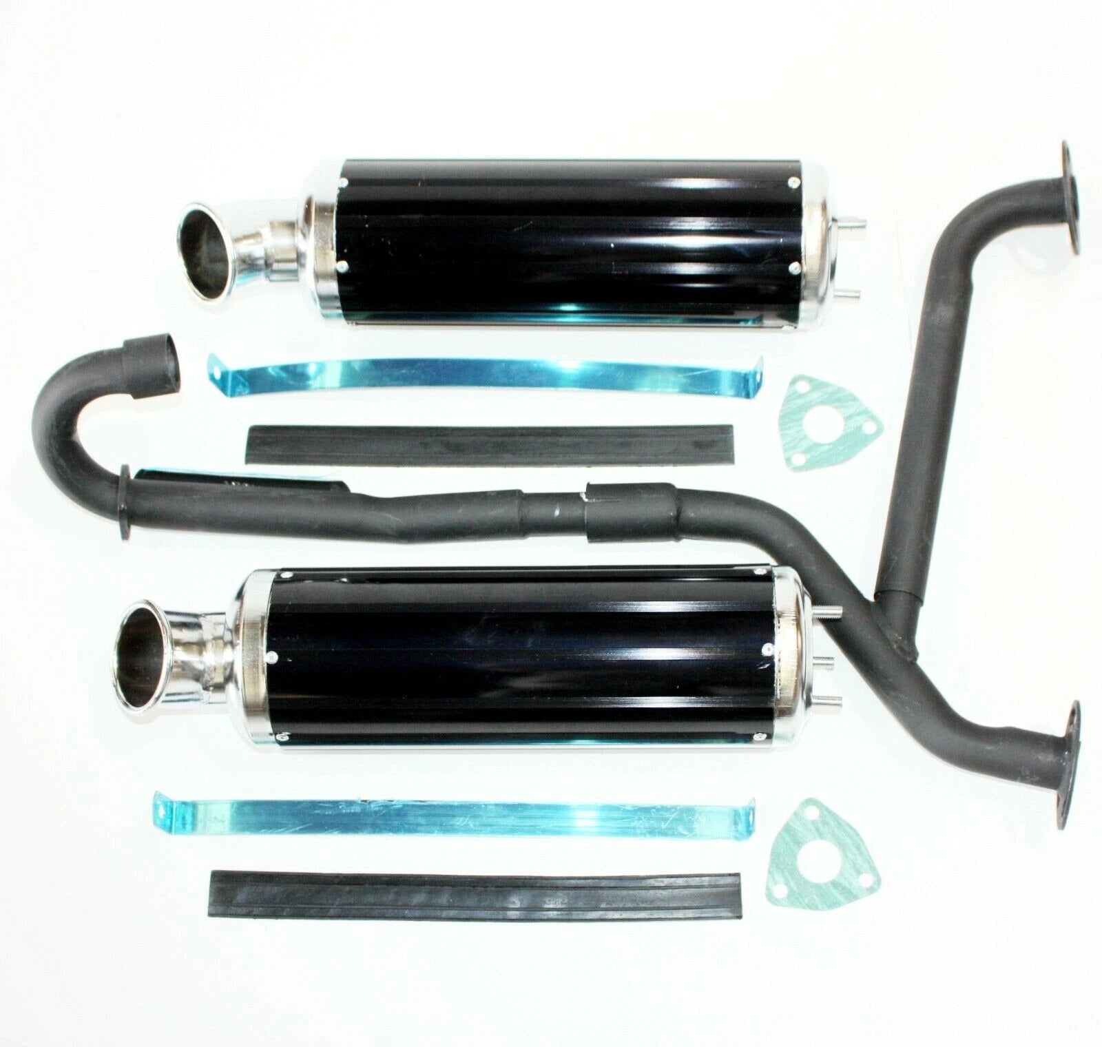 Twin Exhaust Pipe for Hummer 250cc ATV - Black Alloy Muffler