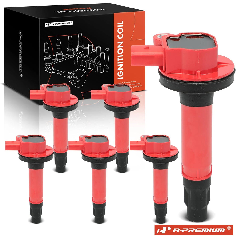 6X Red Ignition Coil for Ford F-150, Explorer, Fusion, Mustang (2011–2017)
