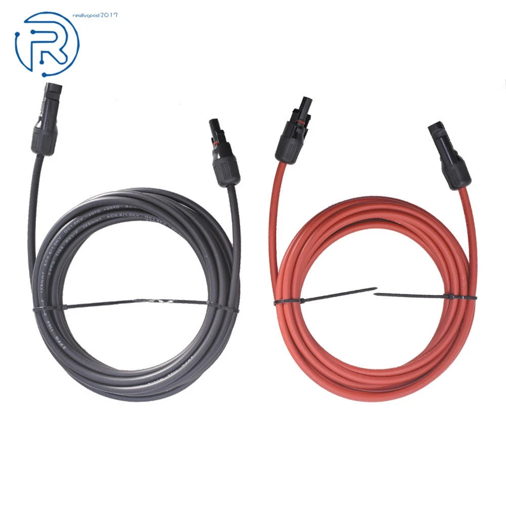 Set of 2 Solar Panel Extension Cables for Universal Use (10 AWG)