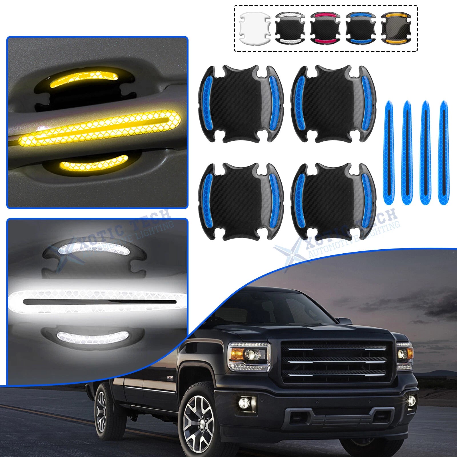 3D Door Handle Anti-Scratch Stripes Guard Stickers for GMC (2019–2024)