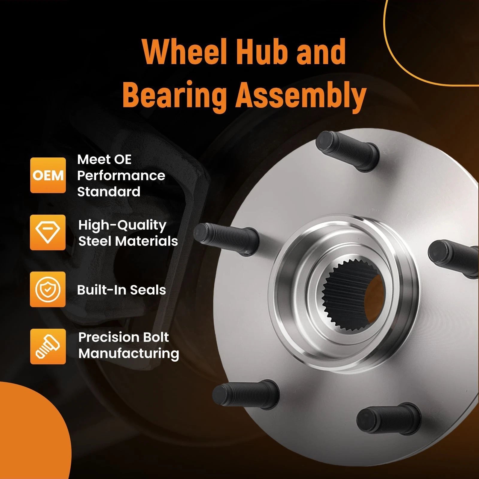 2pc Front Wheel Hub Assembly Set 5-Lug for Dodge Ram 1500 4WD (1994–1999) 515006