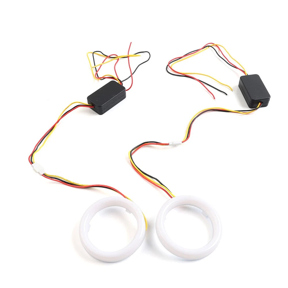 2X 90MM Switchback LED Angel Eyes Halo Rings for Car Headlight Retrofit