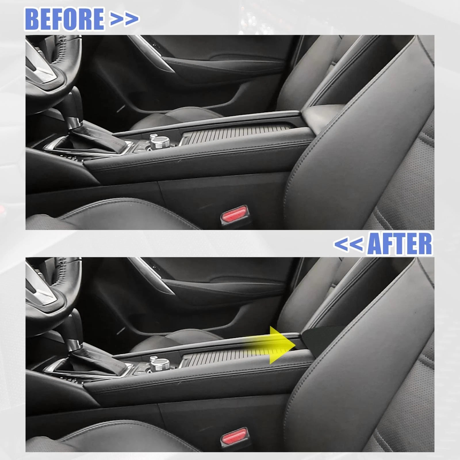 Armrest Protector Cover for Mazda 6 (2014–2018) Black Stitches