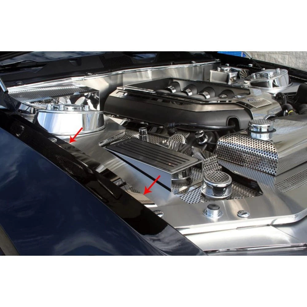 Polished Stainless Fender Top Caps with White LED for Ford Mustang (2005–2009)