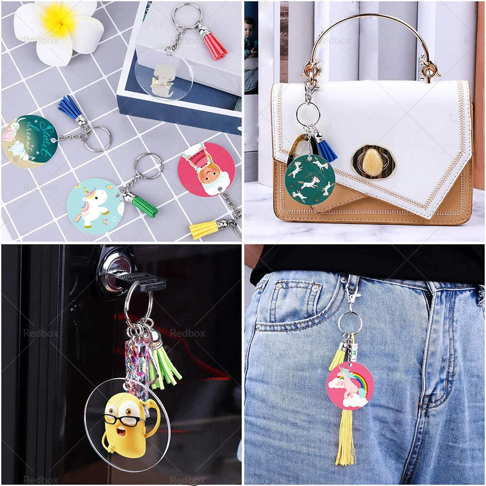 120PCS Keychains Sublimation Blanks with Tassels for Customization