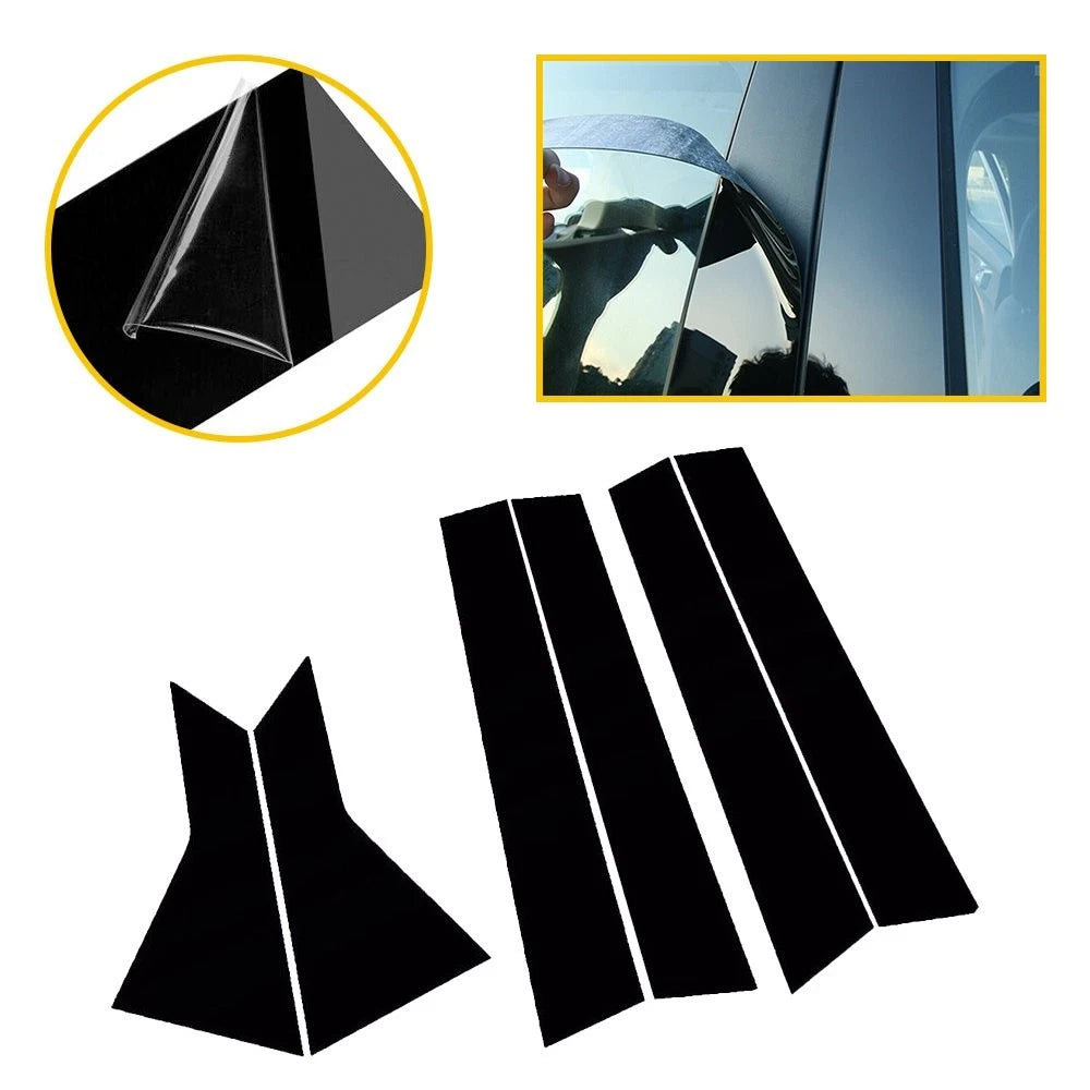 Set of 6 Black Window BC Pillar Posts Cover Trim for Honda Civic Sedan (2022)