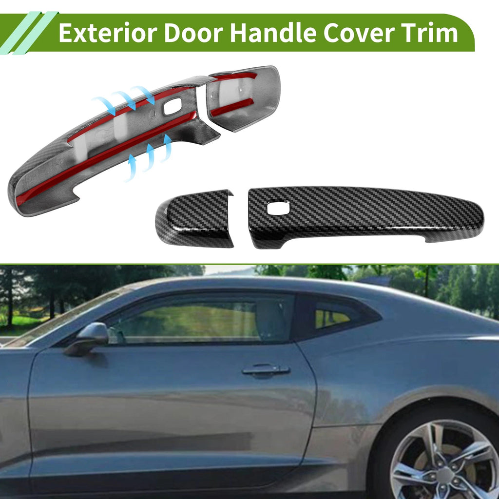 Exterior Door Handle Cover Trim for Chevrolet Camaro (2016–2023) Carbon Fiber Black