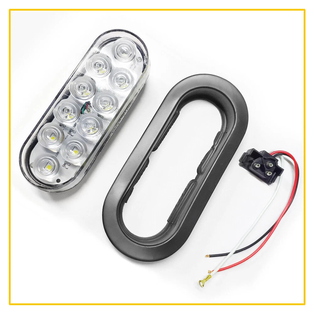 2X 6" 10 LED Oval Backup Tail Lights for Truck Trailer (12V)