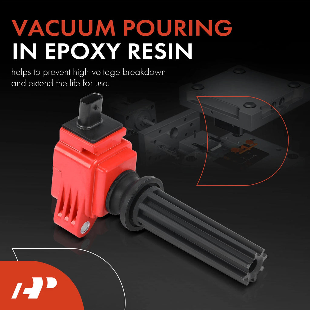 Set of 4 Red Ignition Coils for Ford Explorer (2012-2019)