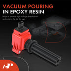 Set of 4 Red Ignition Coils for Ford Explorer (2012-2019)