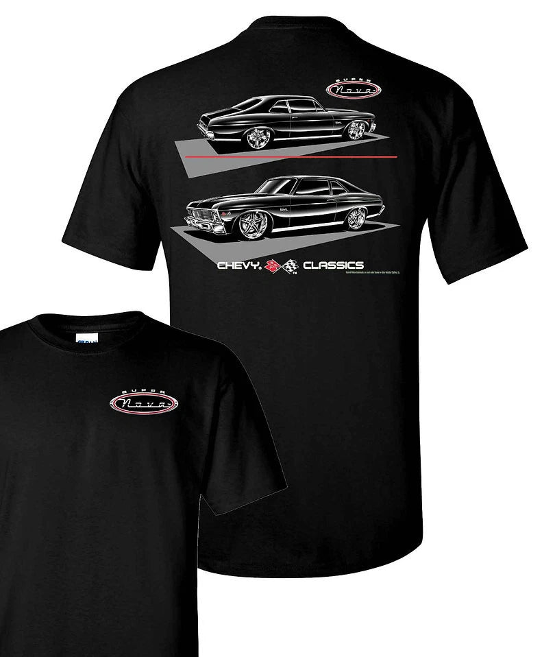 T-Shirt for Chevy Nova SS Super Sport Classic Silhouette Black (1969–1974)