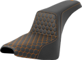 SADDLEMEN Step-Up Seat for Harley FXBB/FXST (2018–2024) - Honeycomb, Orange Stitching