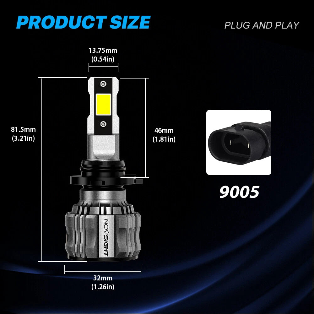 9005 HB3 LED Headlight Kit for Low Beam Bulbs (6500K, 15000LM, 72W)