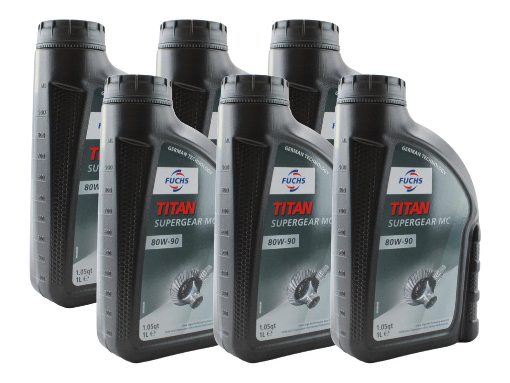 Set of 6 Fuchs TITAN SUPERGEAR MC SAE 80W-90 Gear Oil for Audi BMW Ford MB