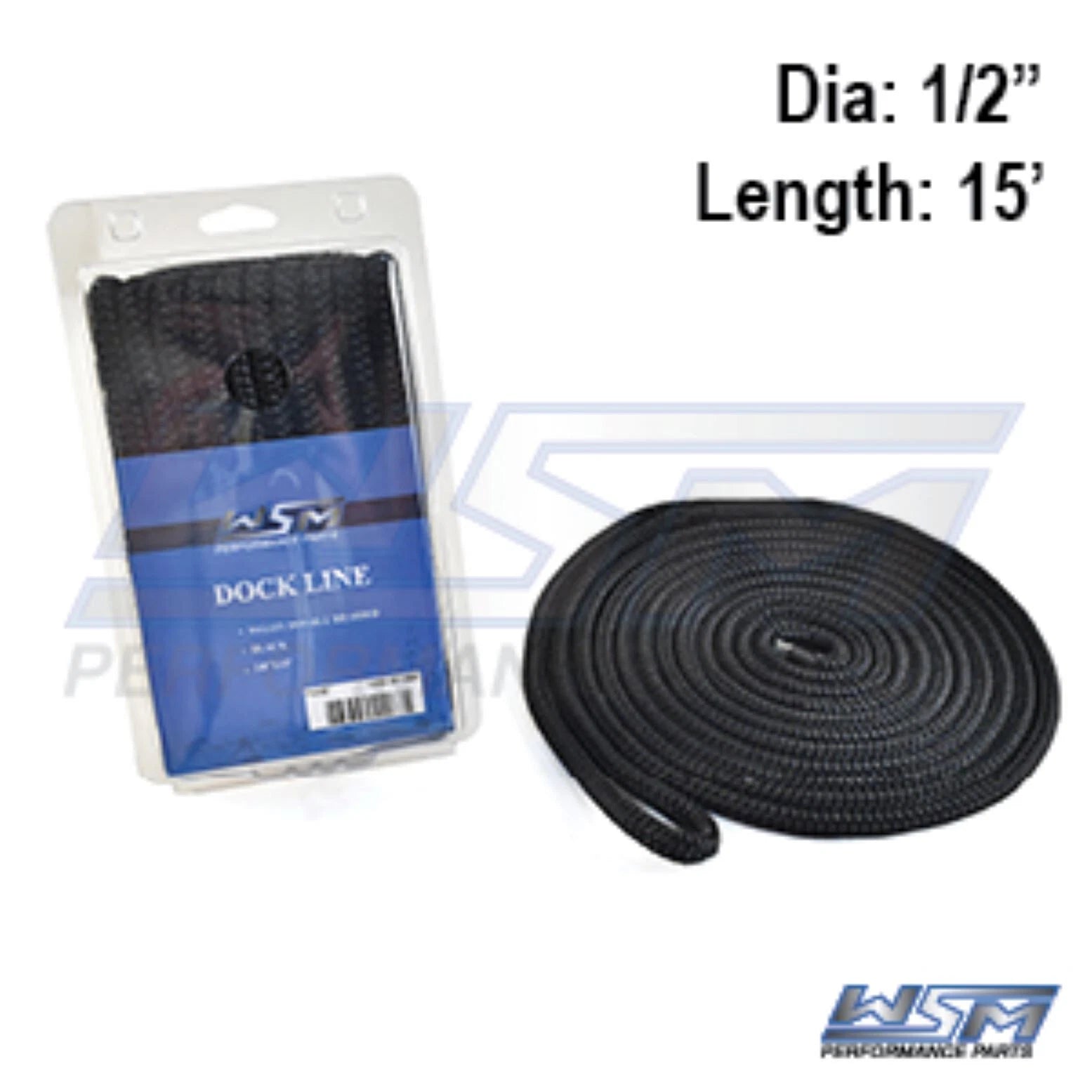 Dock Line 1/2" x 15' Nylon for WSM (1000-1215BK)