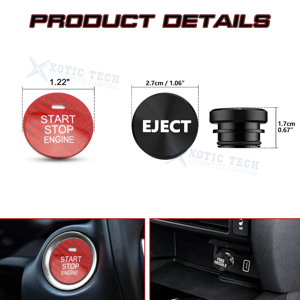 Carbon Engine Start Button + Cigarette Lighter Trim for Mazda (2014-2018)