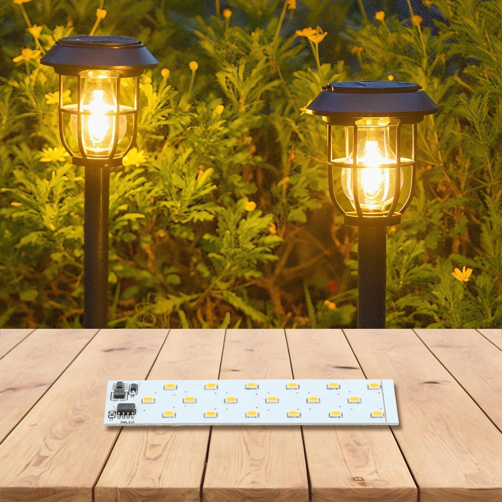 36 LED Solar Flame Light Circuit Board for Candle Lamp Decoration
