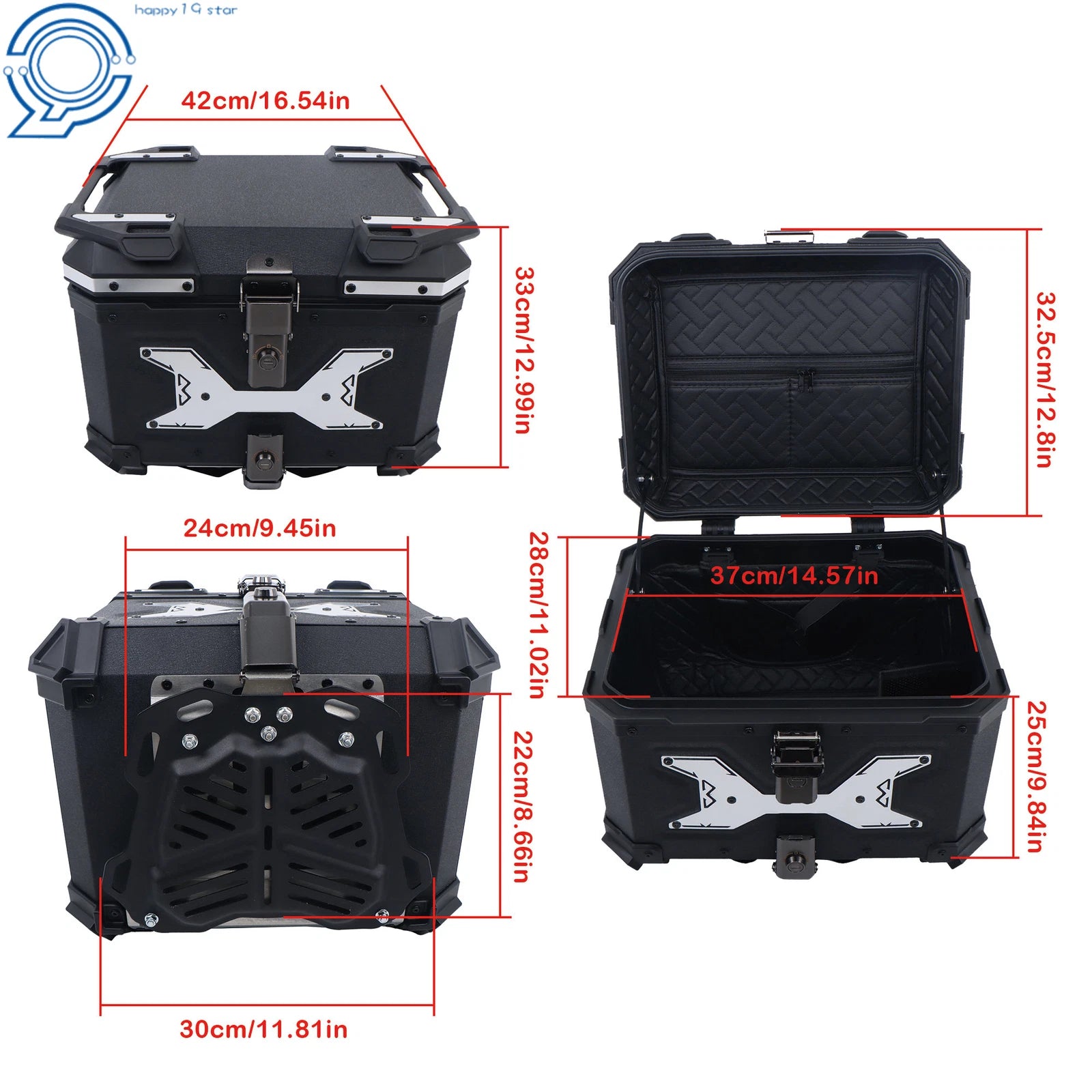 45L Aluminum Motorcycle Top Case for Universal Models (2010–2023)