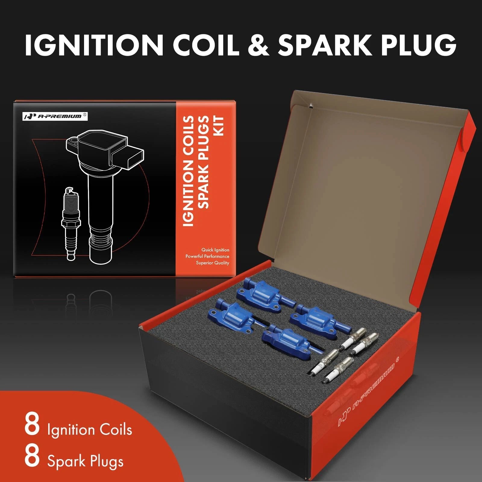 Set of 8 Ignition Coils & Iridium Spark Plugs for Chevrolet GMC Buick Saab