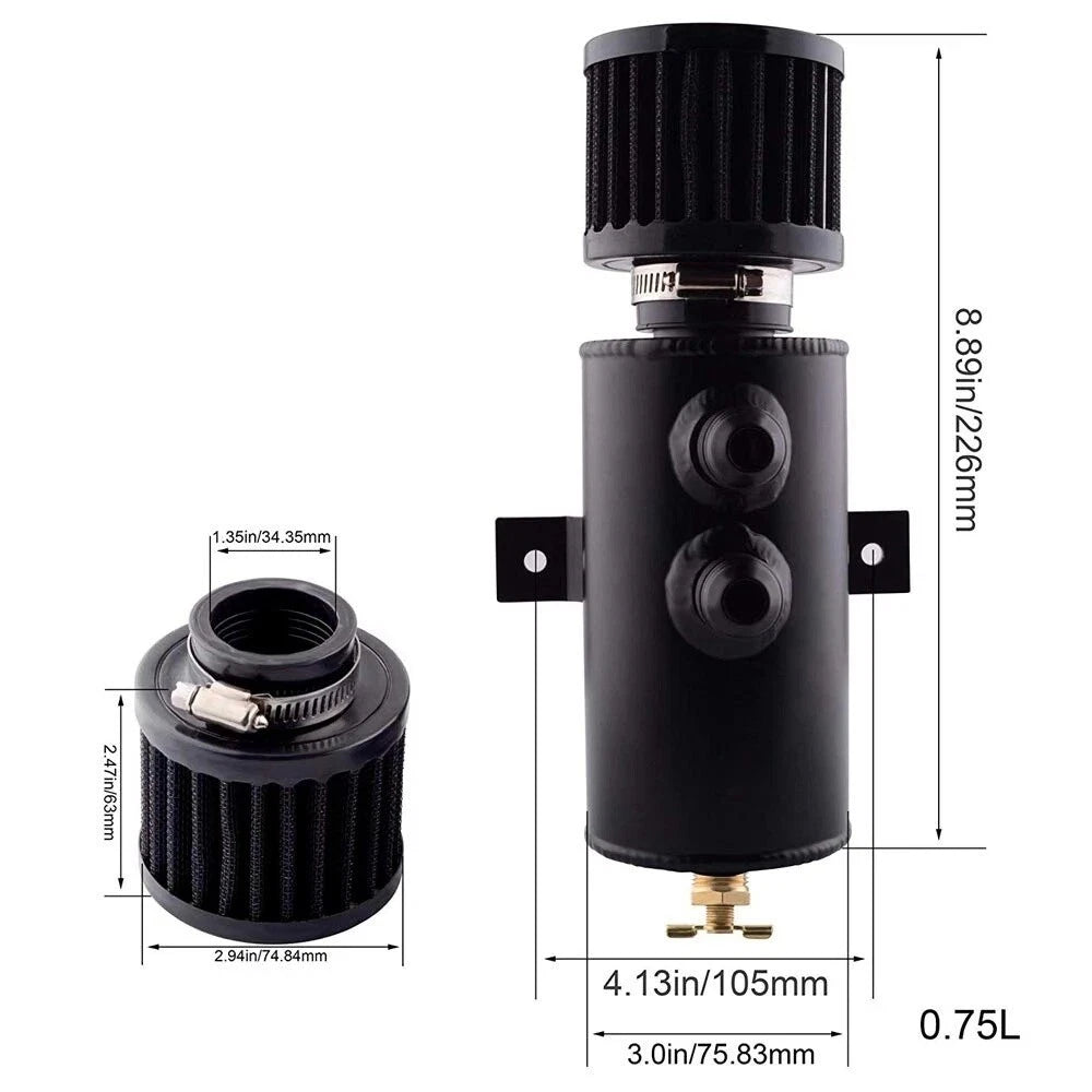 10AN Oil Catch Can Reservoir Tank for Universal Applications (2 Port)
